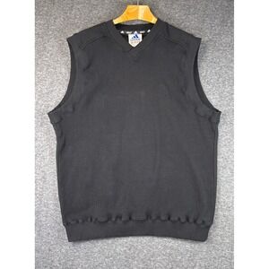 Adidas Golf V Neck Sleeveless Vest Sweater Mens XL Black Athletic Performance